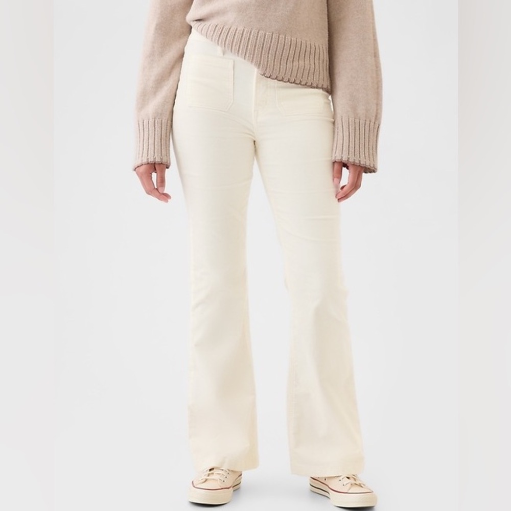 GAP Corduroy '70s Flare High Rise Pants Ivory Beige Size 30